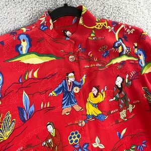 Citron Santa Monica Top Womens Small Silk Asian Chinese‎ Mandarin Art to Wear